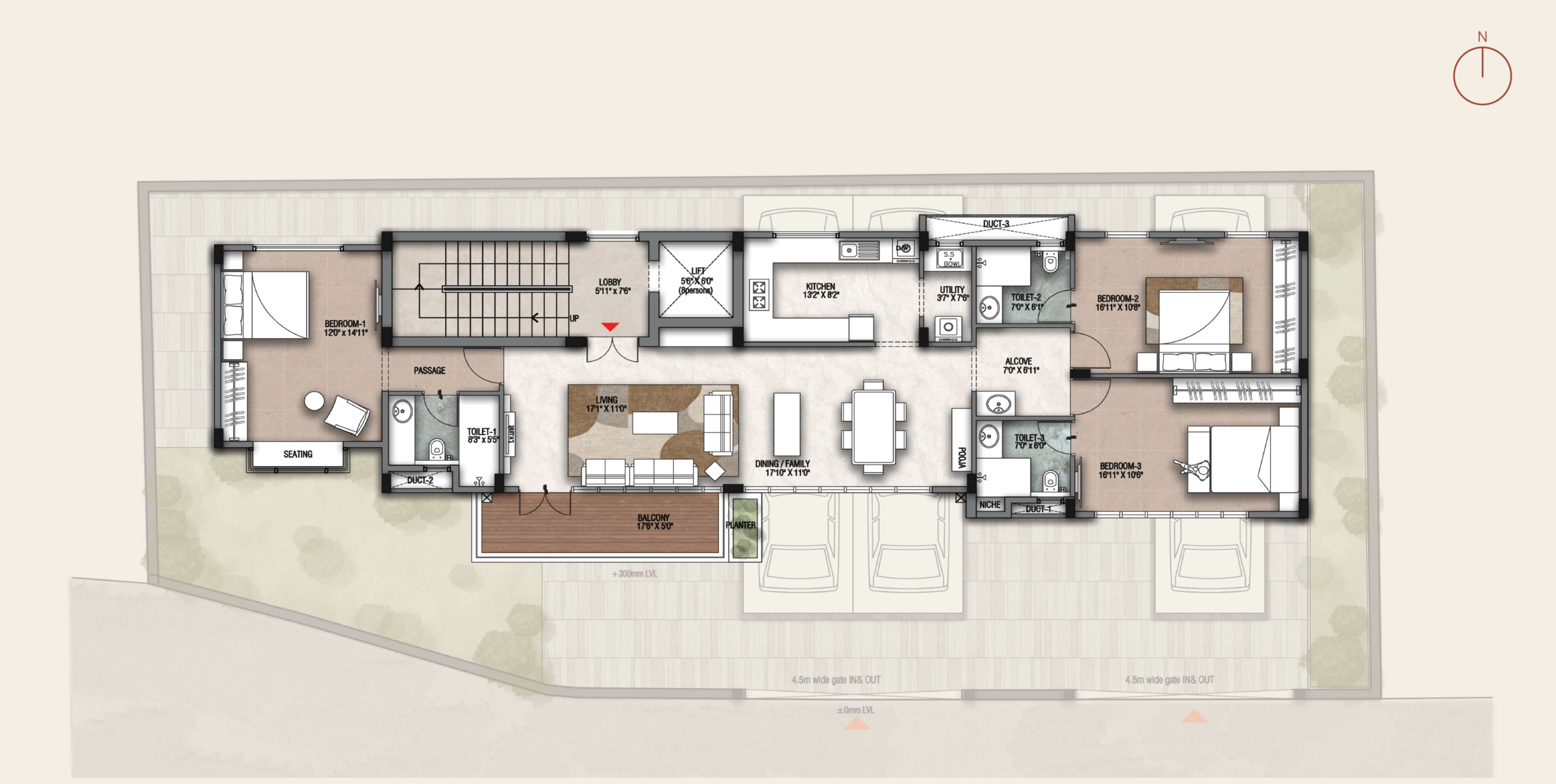 1 & 3 floor Plan