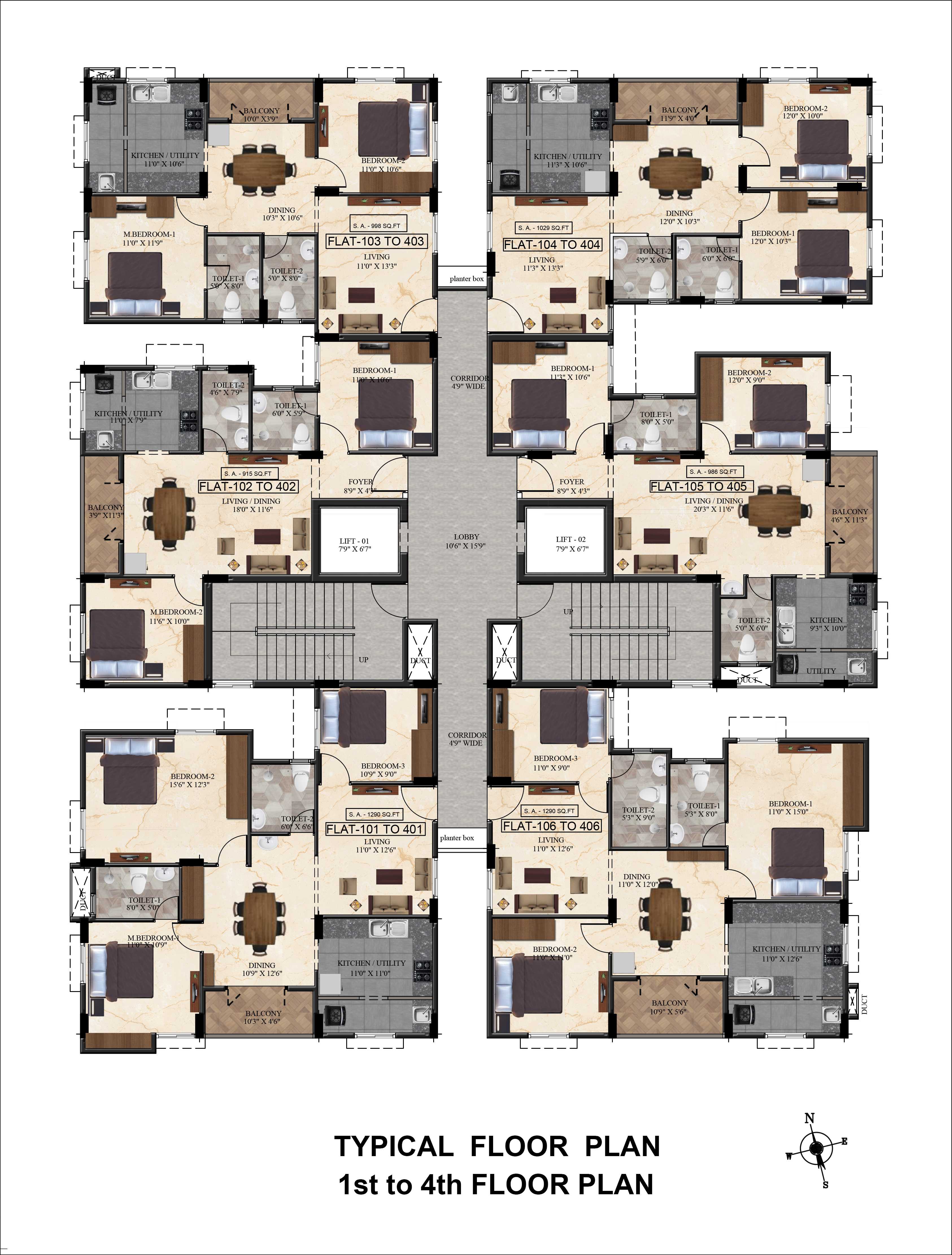 1st to 4th Floor Plan