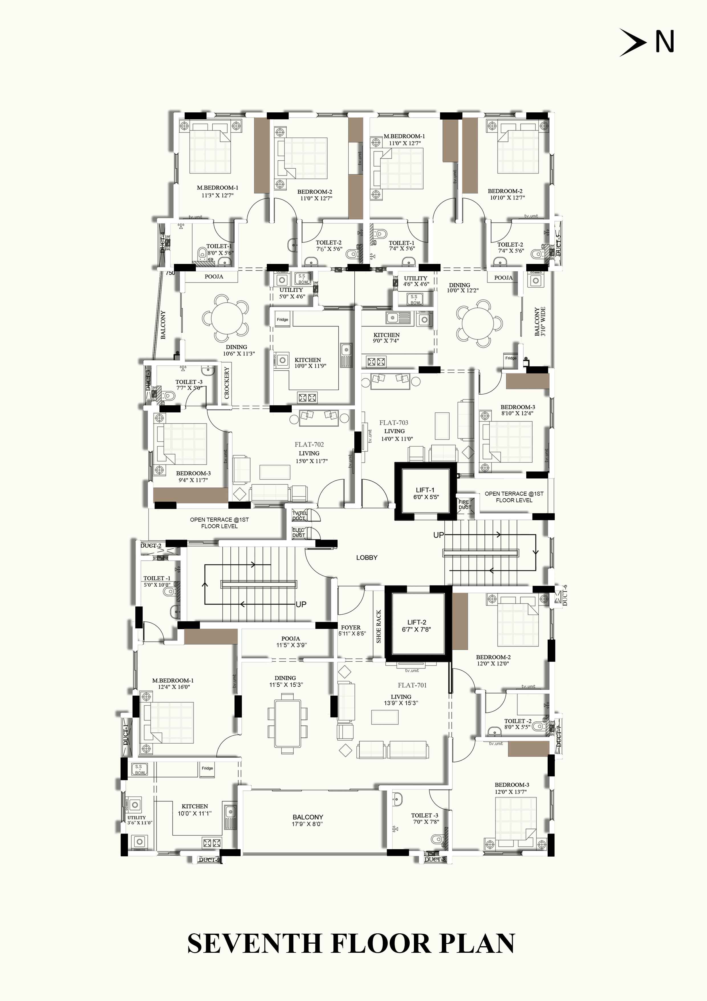 Fifth , Sixth and Eighth Floor Plan
