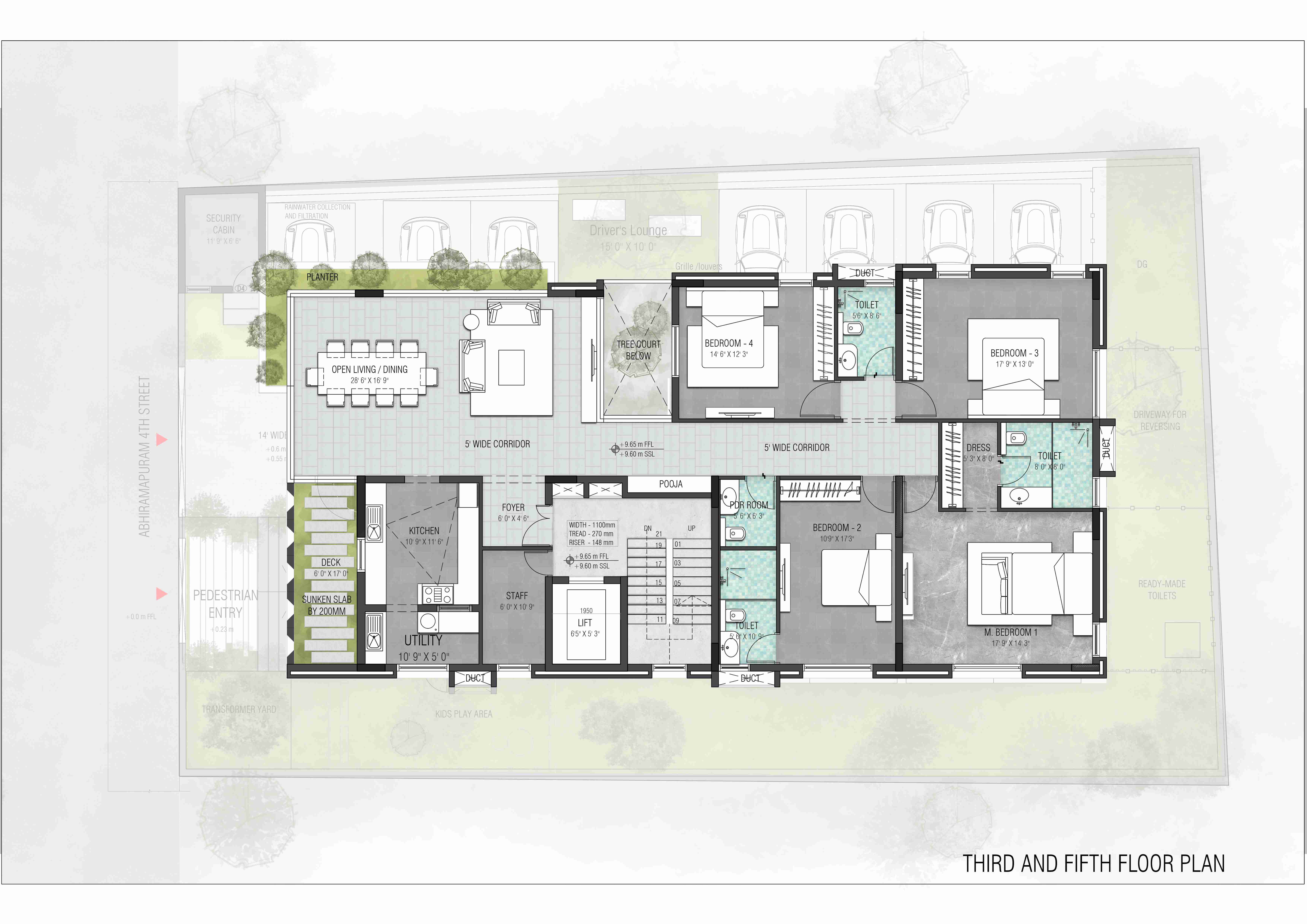 third & fifth floor