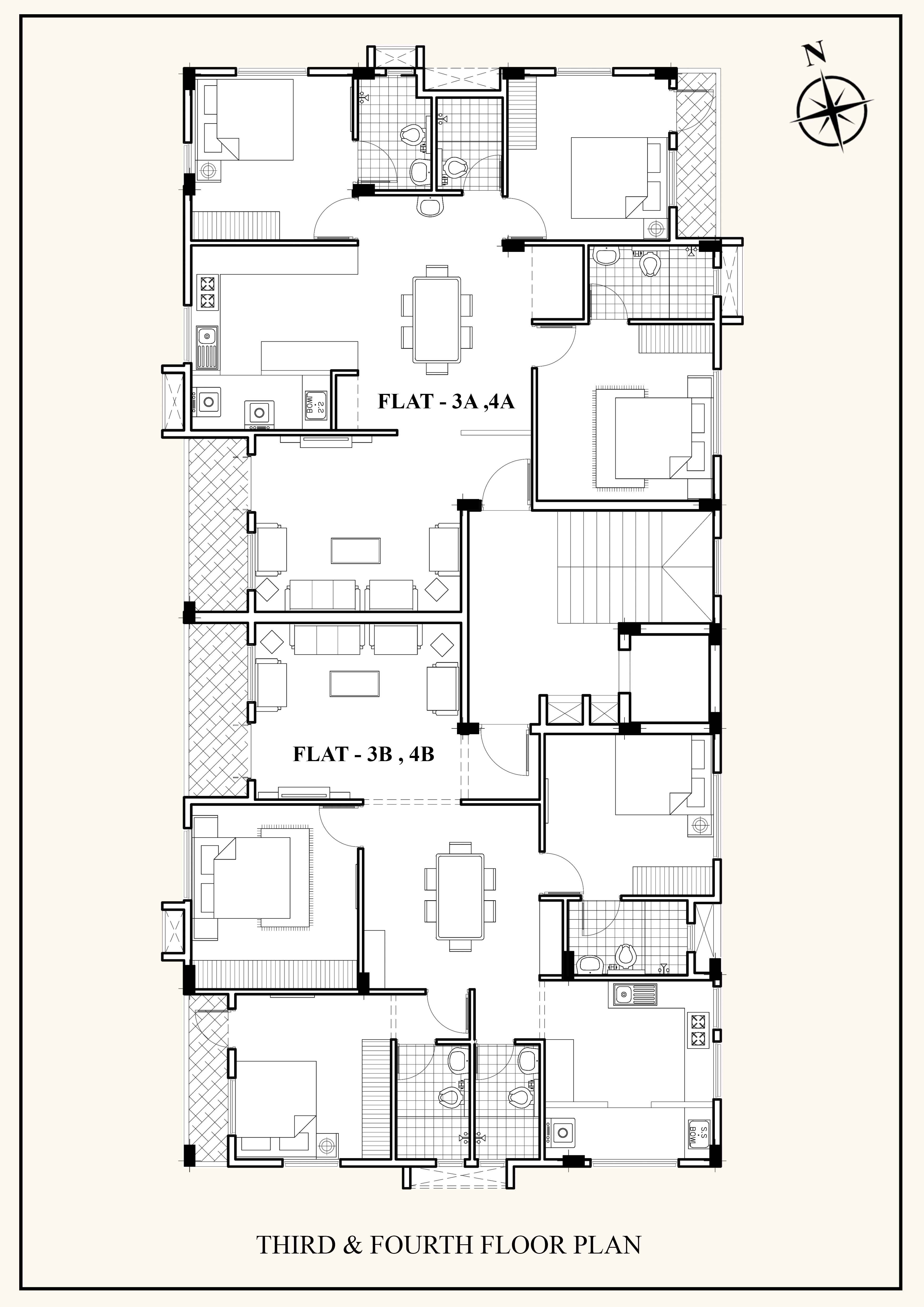 third & fourth floor plan